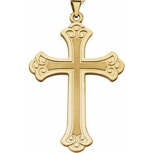 14K White Cross Pendant