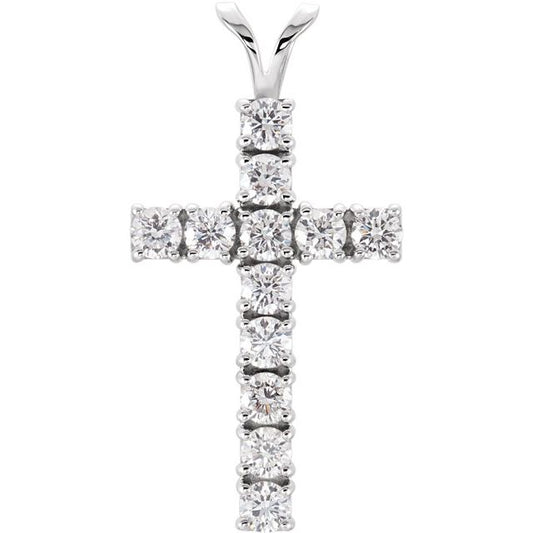 14K Gold Natural Diamond Cross Pendant - Options Available