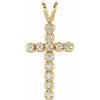 14K Yellow Gold Natural Diamond Cross Pendant with 1/8 CTW Sparkle