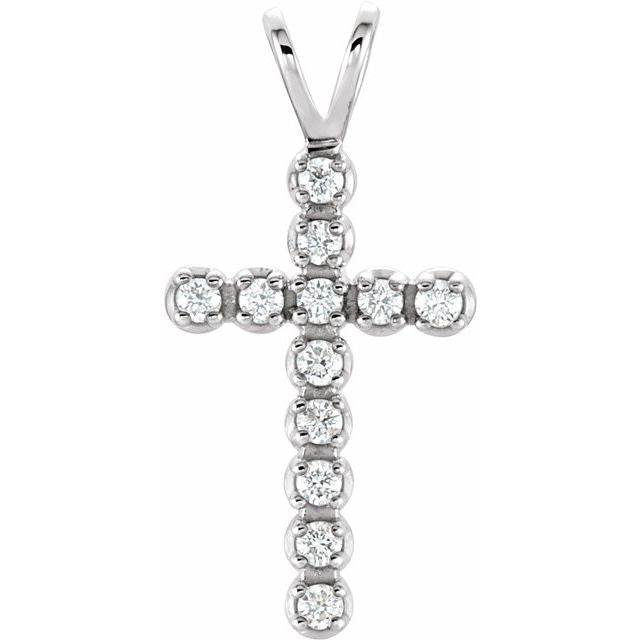 14K Yellow Gold Natural Diamond Cross Pendant with 1/8 CTW Sparkle