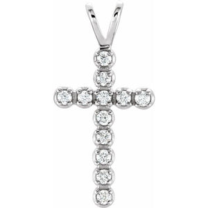 14K Gold Natural Diamond Cross Pendant