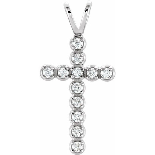 14K Gold Natural Diamond Cross Pendant