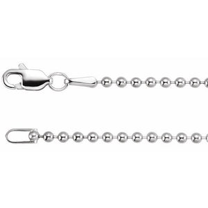 14K White Gold 1.8 mm Hollow Bead 16