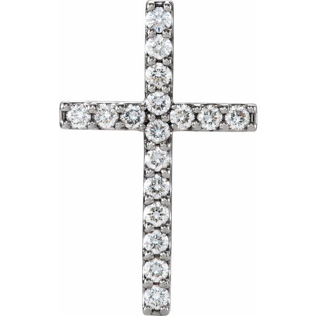 14K Yellow Gold Petite Cross Pendant with 1/2 CTW Natural Diamonds