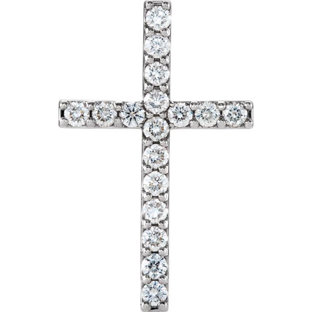 14K Yellow Gold Petite Cross Pendant with 1/2 CTW Natural Diamonds