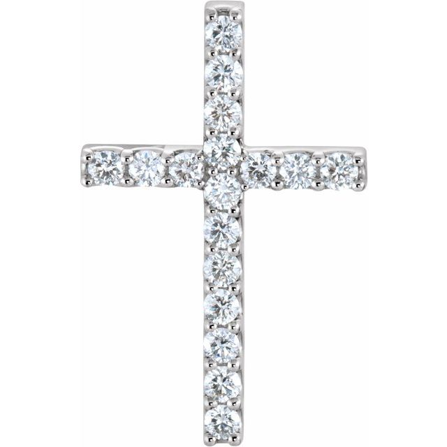 14K Yellow Gold Petite Cross Pendant with 1/2 CTW Natural Diamonds