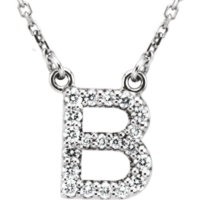 14K White Gold Initial A Diamond Pendant Necklace â€“ 1/8 CTW