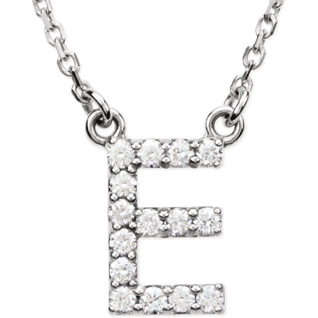 14K White Gold Initial A Diamond Pendant Necklace â€“ 1/8 CTW