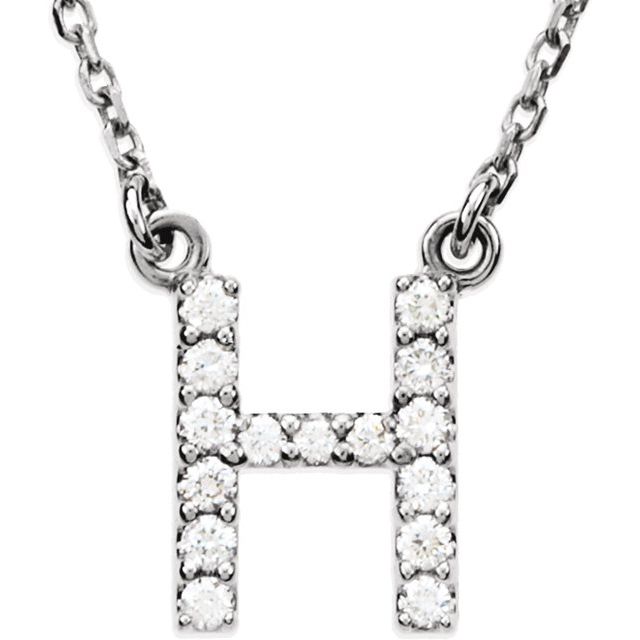 14K White Gold Initial A Diamond Pendant Necklace â€“ 1/8 CTW