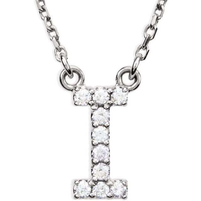 14K White Gold Initial A Diamond Pendant Necklace â€“ 1/8 CTW