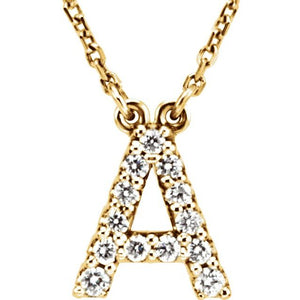 14K Gold Initial A Diamond Pendant Necklace – 1/8 CTW
