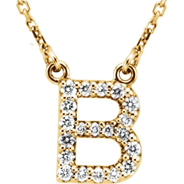 14K Gold Initial A Diamond Pendant Necklace – 1/8 CTW