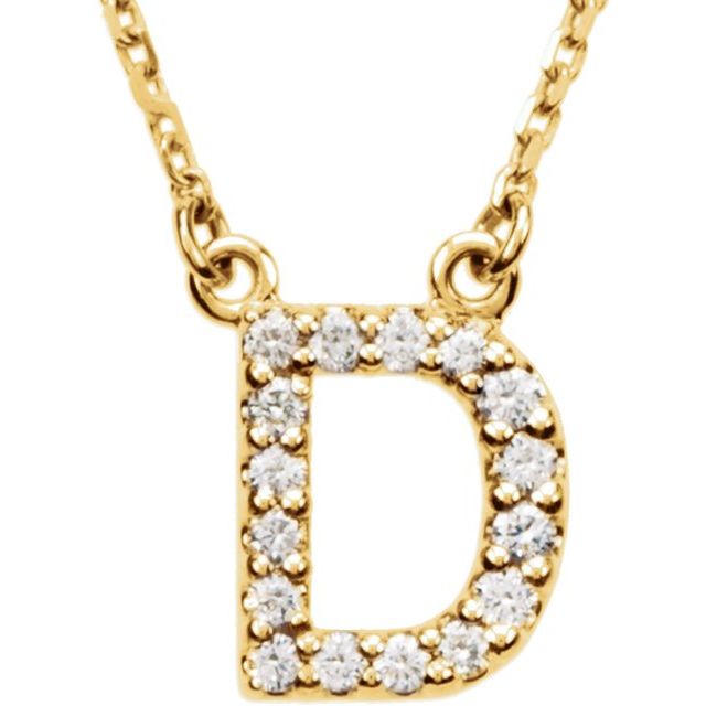 14K Gold Initial A Diamond Pendant Necklace – 1/8 CTW