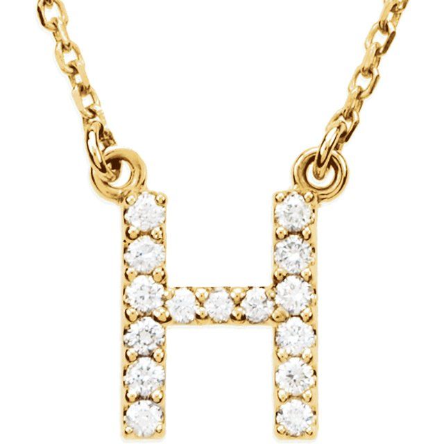 14K Gold Initial A Diamond Pendant Necklace – 1/8 CTW