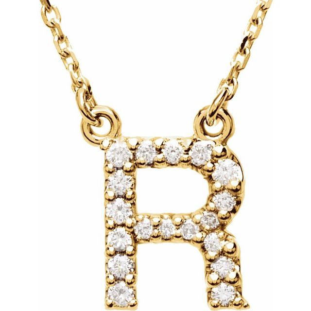 14K Gold Initial A Diamond Pendant Necklace – 1/8 CTW