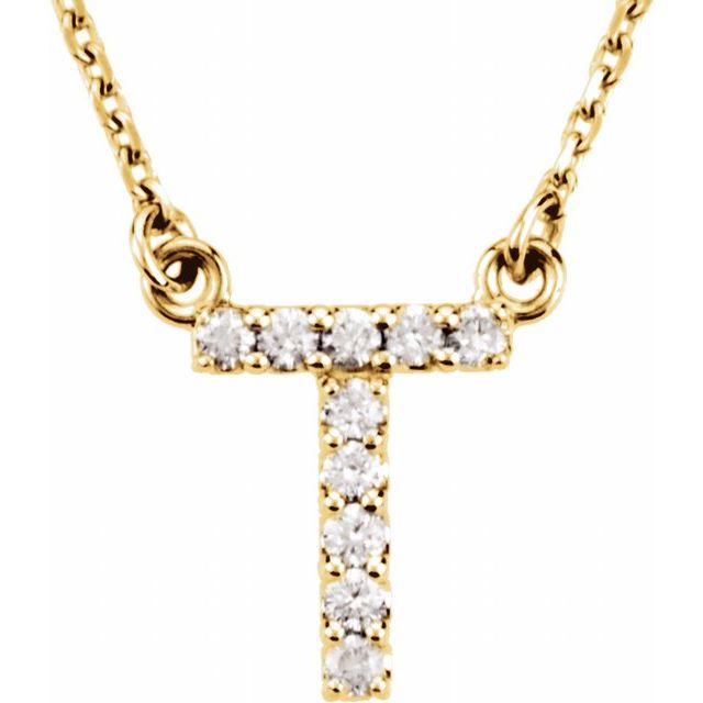 14K Gold Initial A Diamond Pendant Necklace – 1/8 CTW