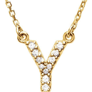 14K Gold Initial A Diamond Pendant Necklace – 1/8 CTW