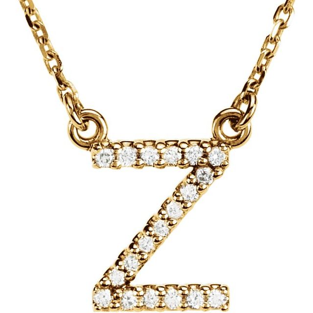 14K Gold Initial A Diamond Pendant Necklace – 1/8 CTW