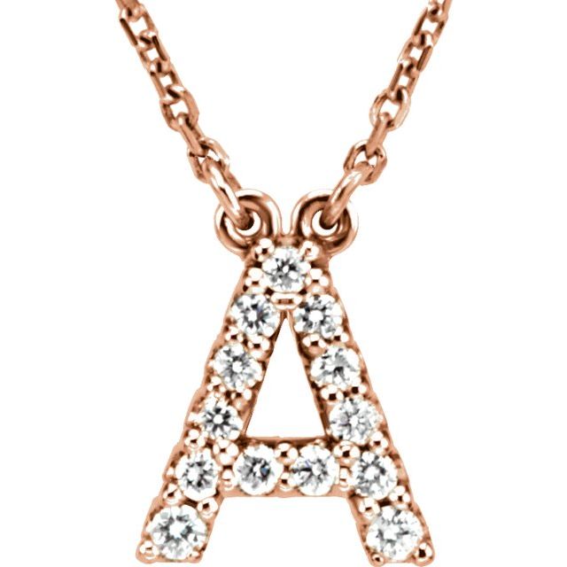 14K White Gold Initial A Diamond Pendant Necklace â€“ 1/8 CTW