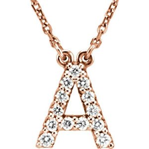 14K Gold Initial A Diamond Pendant Necklace – 1/8 CTW