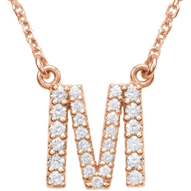 14K Gold Initial A Diamond Pendant Necklace – 1/8 CTW