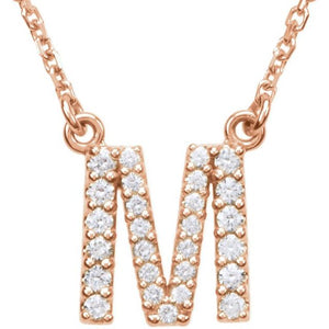 14K Gold Initial A Diamond Pendant Necklace – 1/8 CTW