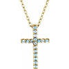 14K White Natural Blue Sapphire Petite Cross 16