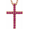 14K White Gold Petite Cross Necklace with Natural Blue Sapphires - 16 Inches