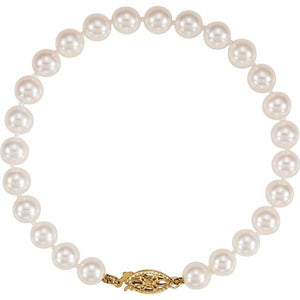 14K Gold Cultured White Akoya Pearl Bracelet - Options Available