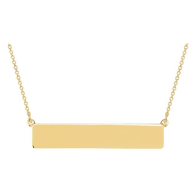 14K Gold Be Posh Engravable Rectangle Necklace