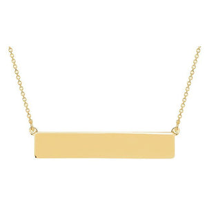 14K Gold Be Posh Engravable Rectangle Necklace