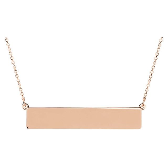 14K Gold Be Posh Engravable Rectangle Necklace