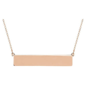 14K Gold Be Posh Engravable Rectangle Necklace
