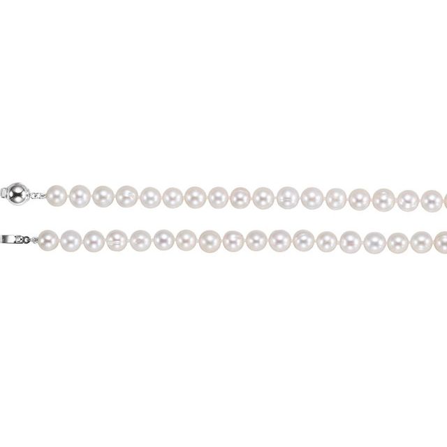 Sterling Silver 42" Strand with 8-9 mm Cultured White Freshwater Pearls