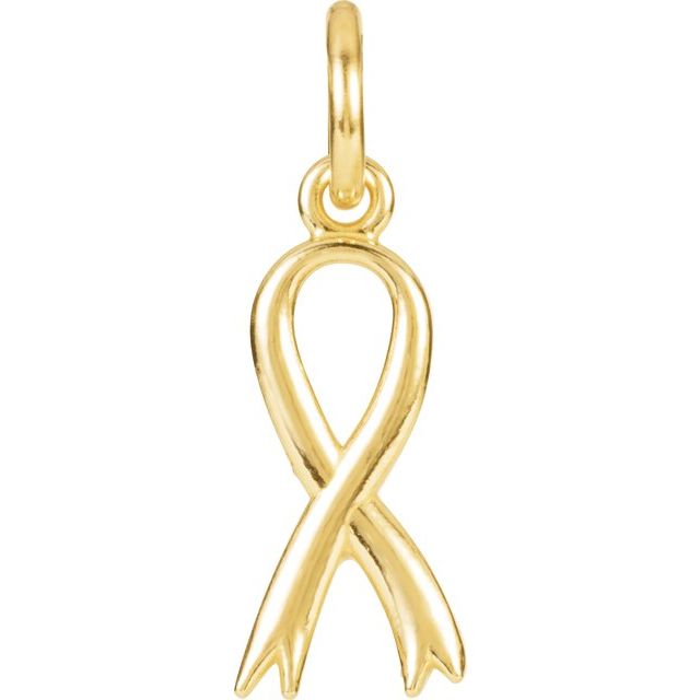 14K Gold Breast Cancer Awareness Ribbon Charm/Pendant