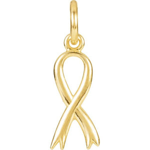 14K Gold Breast Cancer Awareness Ribbon Charm/Pendant