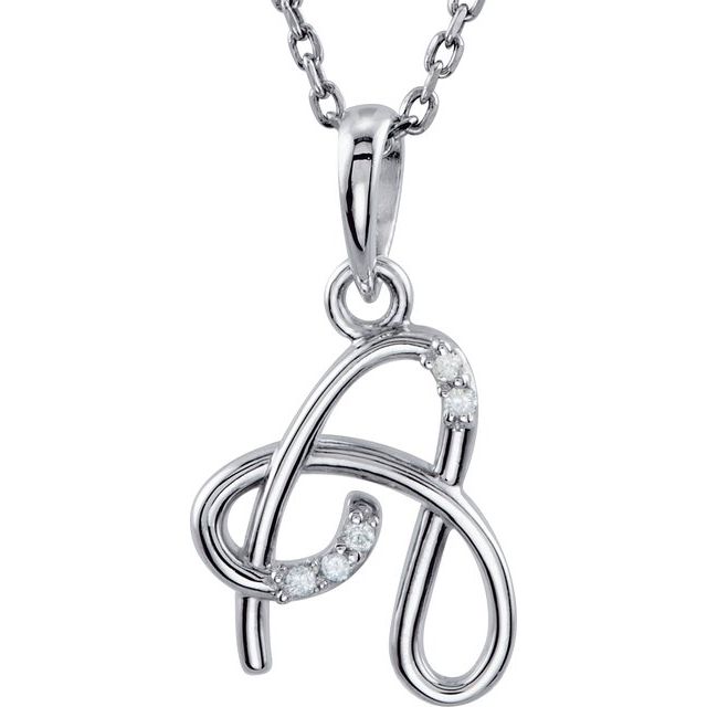 1/100 CTW Natural Diamond Round Initial Necklace in 14K Gold