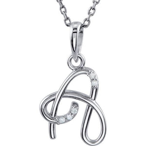 1/100 CTW Natural Diamond Round Initial Necklace in 14K Gold