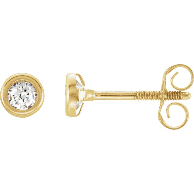 14K Gold Youth Cubic Zirconia Earrings