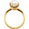 14K Yellow Gold Crown Ring with 6mm Cultured White Freshwater Pearl