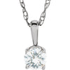 14K White Gold Natural Aquamarine Youth Solitaire Necklace - 14 Inch