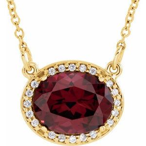 1/100 CTW Oval Natural Aquamarine and Diamond Necklace Crafted in 14K Gold
