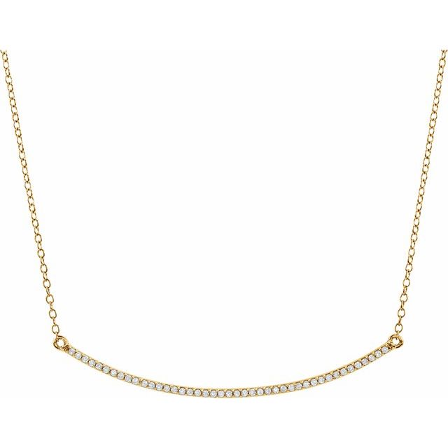 14K Yellow Gold, 16-18" Adjustable Natural Diamond Bar Necklace