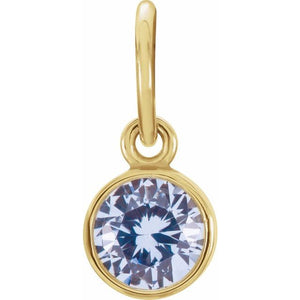 Posh Mommy Imitation Birthstone Charm Pendant in 14K Gold