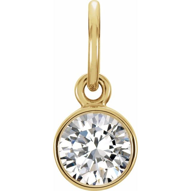 14K Gold Posh Mommy Imitation Garnet Birthstone Charm