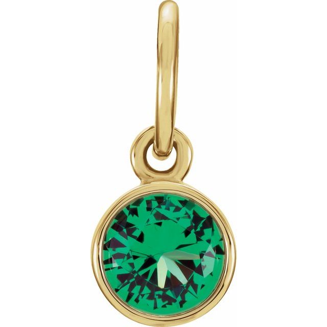 14K Gold Posh Mommy Imitation Garnet Birthstone Charm