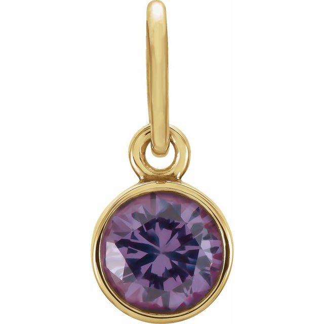 14K Gold Posh Mommy Imitation Garnet Birthstone Charm