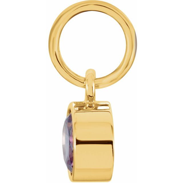 14K Gold, 4 mm Round Imitation Garnet Charm - Posh Mommy®