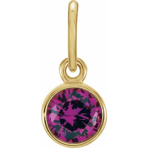 Imitation Garnet Charm/Pendant | 14K Gold & Silver options* | Round | Polished