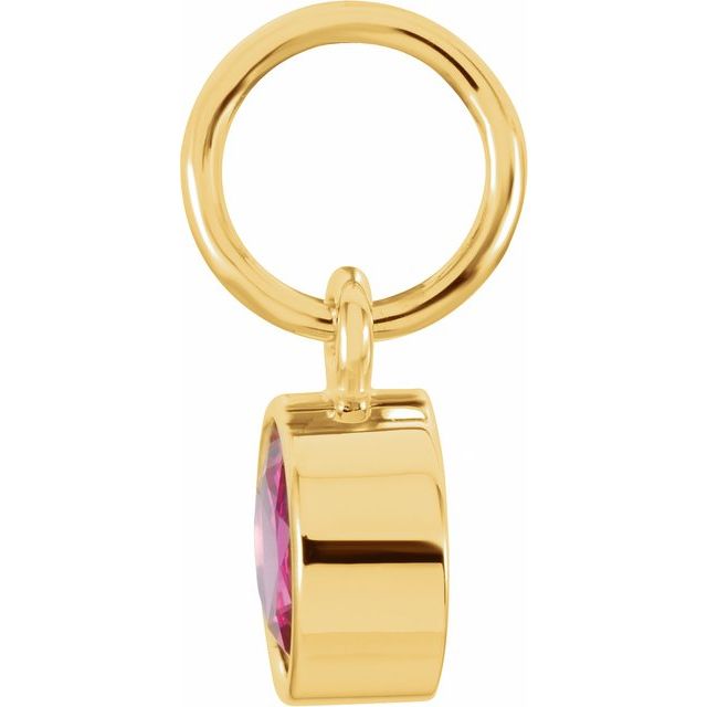 14K Gold, 4 mm Round Imitation Garnet Charm - Posh Mommy®